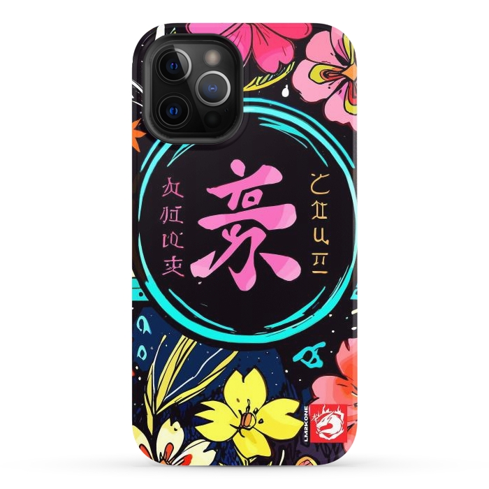 iPhone 12 Pro StrongFit Pink Kanji Flowers Japan  by LM2Kone