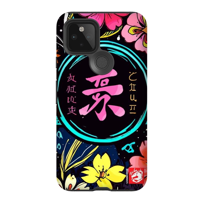 Pixel 5 StrongFit Pink Kanji Flowers Japan  by LM2Kone