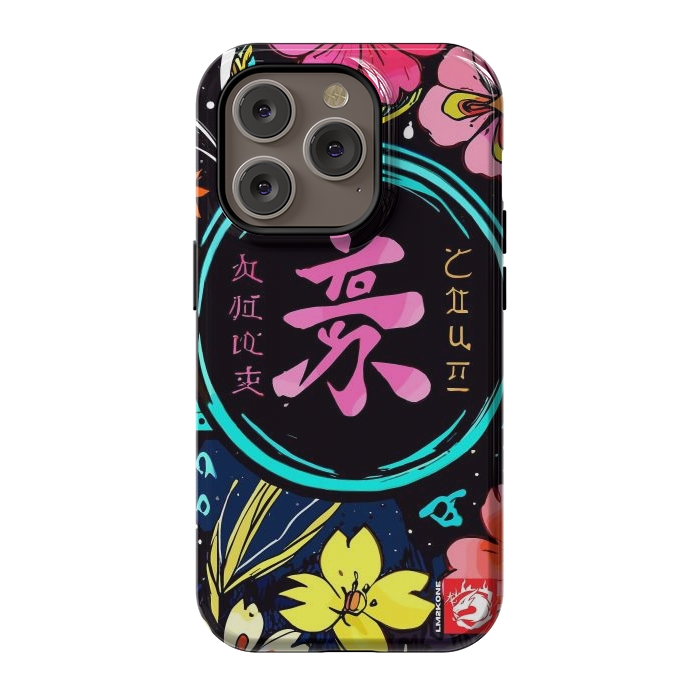 iPhone 14 Pro StrongFit Pink Kanji Flowers Japan  by LM2Kone