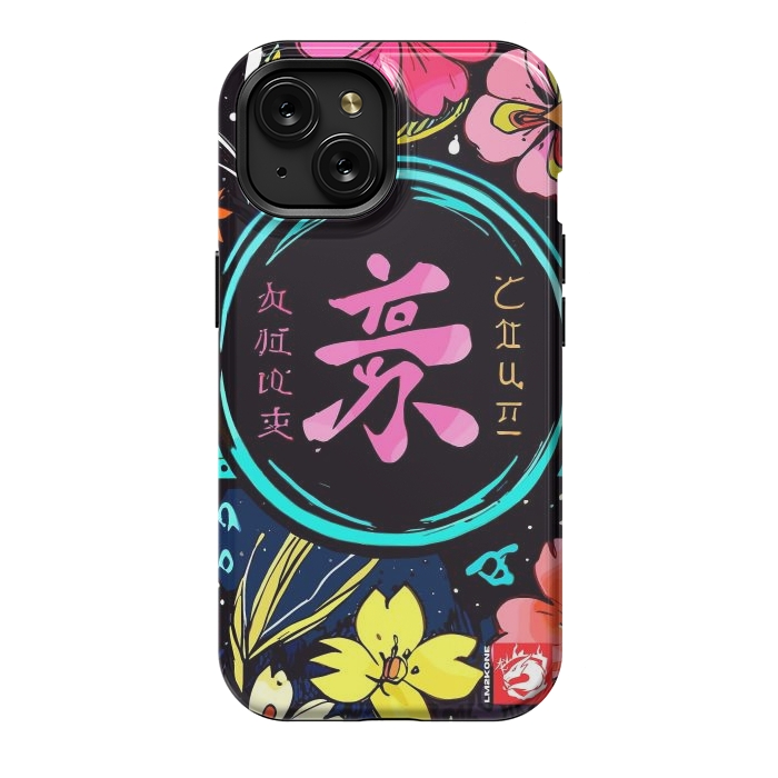 iPhone 15 StrongFit Pink Kanji Flowers Japan  by LM2Kone