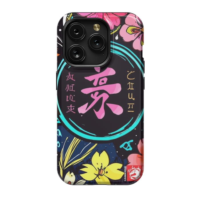 iPhone 15 Pro StrongFit Pink Kanji Flowers Japan  by LM2Kone