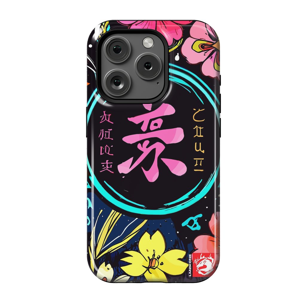 iPhone 15 Pro StrongFit Pink Kanji Flowers Japan  by LM2Kone