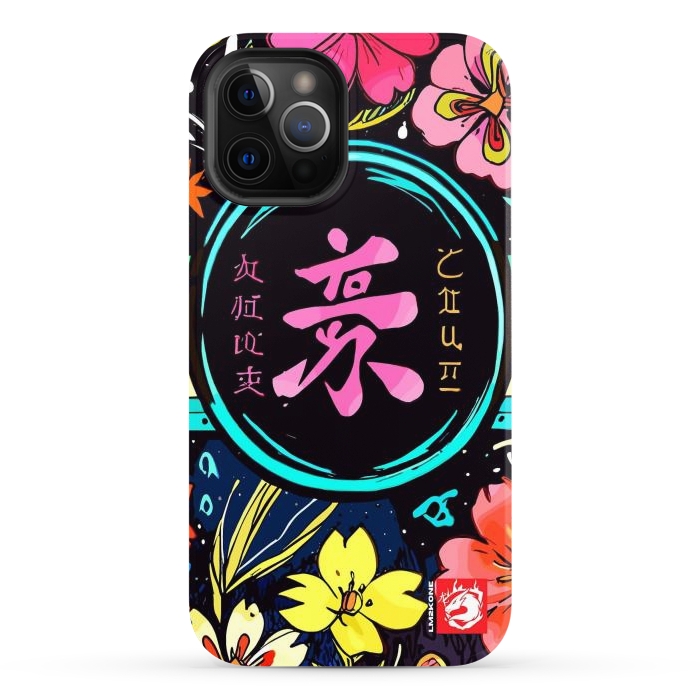 iPhone 12 Pro Max StrongFit Pink Kanji Flowers Japan  by LM2Kone