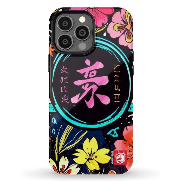 iPhone 13 Pro Max StrongFit Pink Kanji Flowers Japan  by LM2Kone