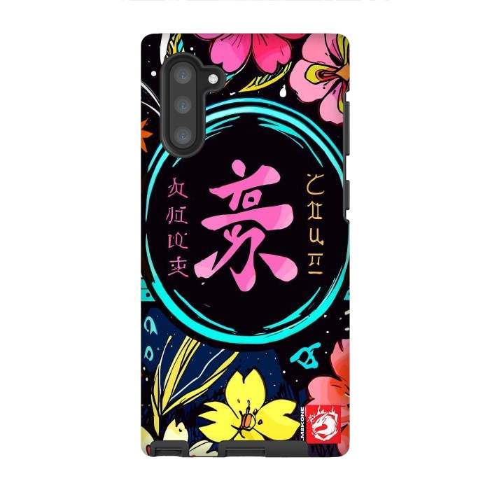 Galaxy Note 10 StrongFit Pink Kanji Flowers Japan  by LM2Kone