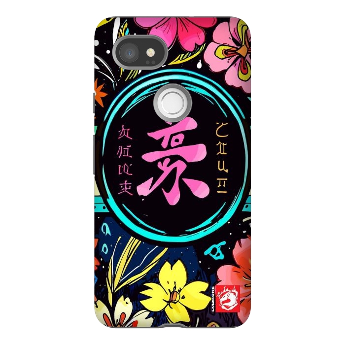 Pixel 2XL StrongFit Pink Kanji Flowers Japan  by LM2Kone