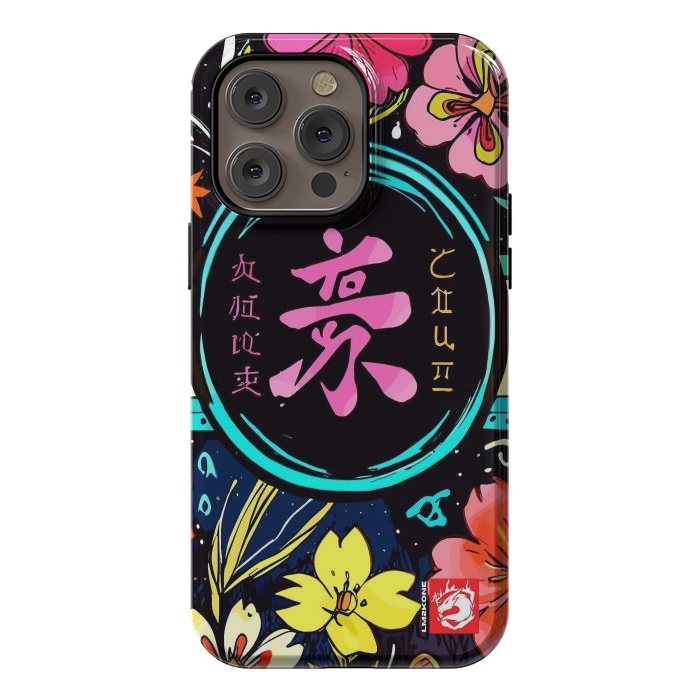 iPhone 14 Pro max StrongFit Pink Kanji Flowers Japan  by LM2Kone