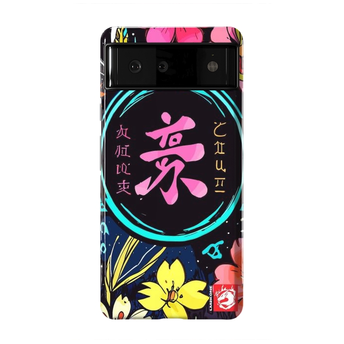 Pixel 6 StrongFit Pink Kanji Flowers Japan  by LM2Kone