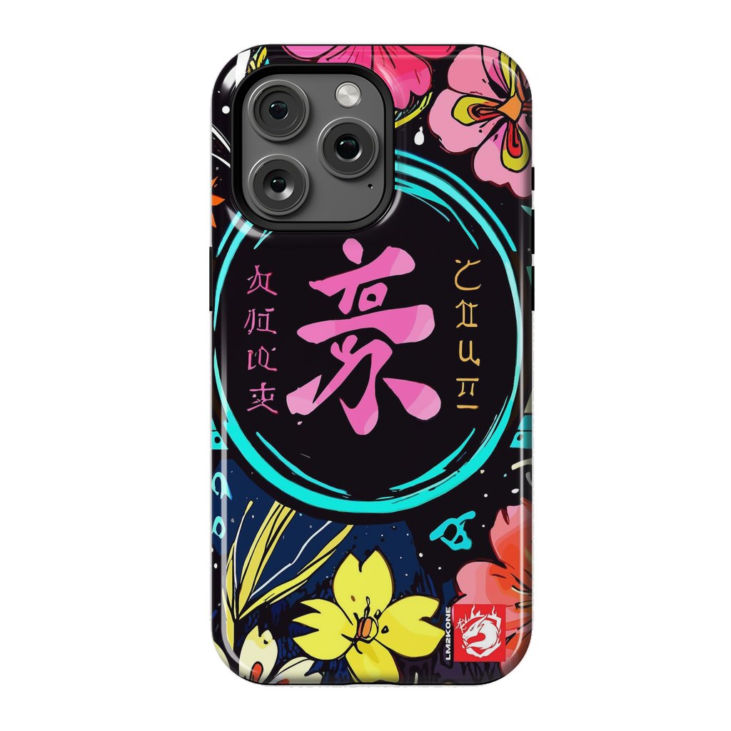 iPhone 15 Pro Max StrongFit Pink Kanji Flowers Japan  by LM2Kone