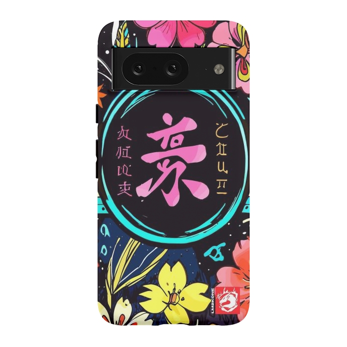 Pixel 8 StrongFit Pink Kanji Flowers Japan  by LM2Kone