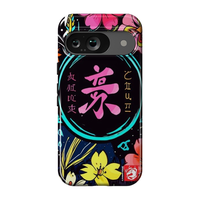 Pixel 9 StrongFit Pink Kanji Flowers Japan  by LM2Kone