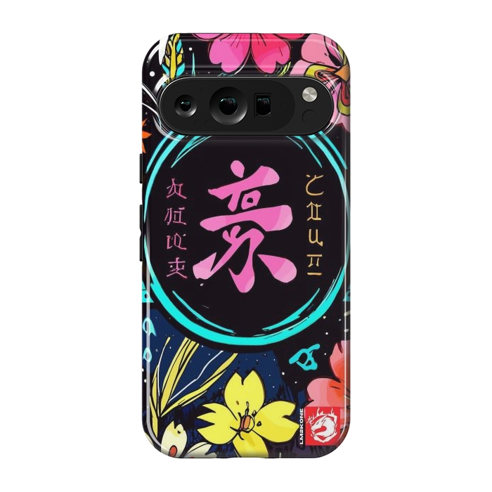 Pixel 9 pro StrongFit Pink Kanji Flowers Japan  by LM2Kone