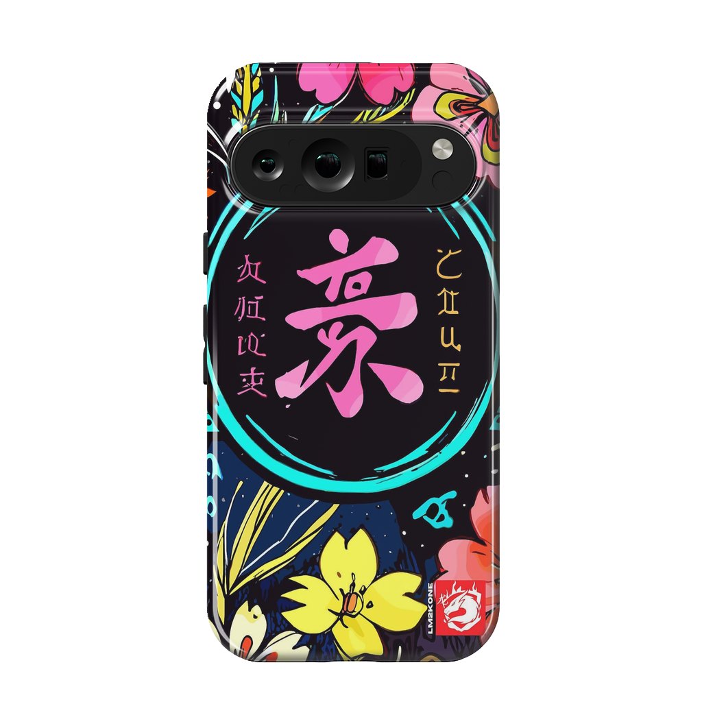 Pixel 9 pro StrongFit Pink Kanji Flowers Japan  by LM2Kone