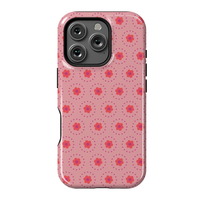 iPhone 16 Pro StrongFit Pink Circular Floral by Rosie Simons