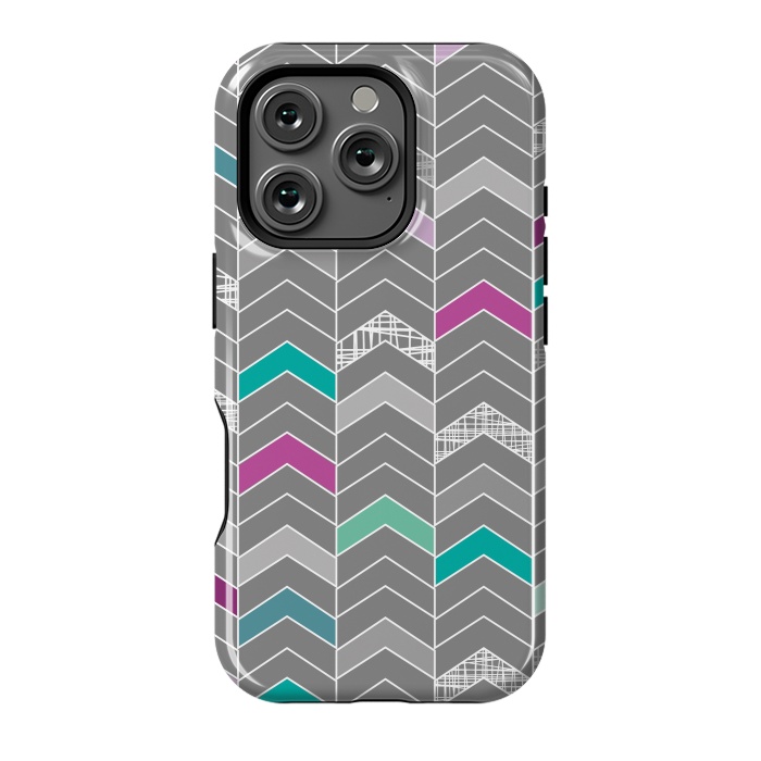 iPhone 16 Pro StrongFit Chevron Grey by Rosie Simons