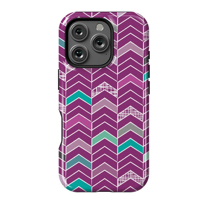 iPhone 16 Pro StrongFit Chevron Purple by Rosie Simons