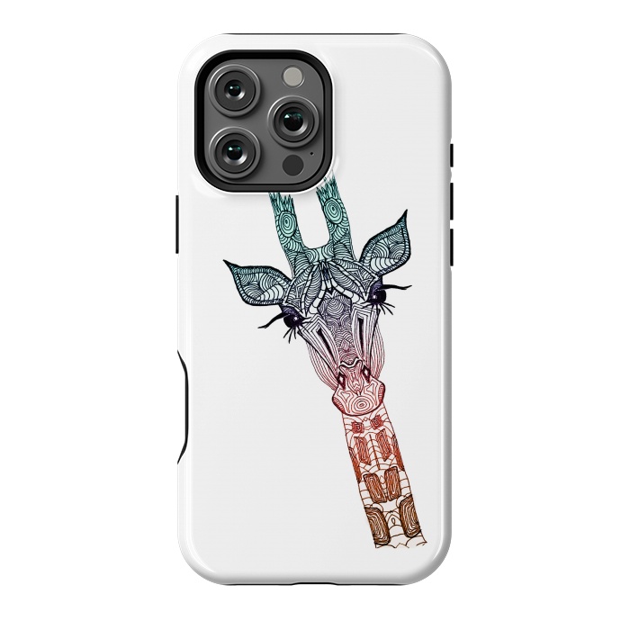 iPhone 16 Pro Max StrongFit Giraffe Teal by Monika Strigel