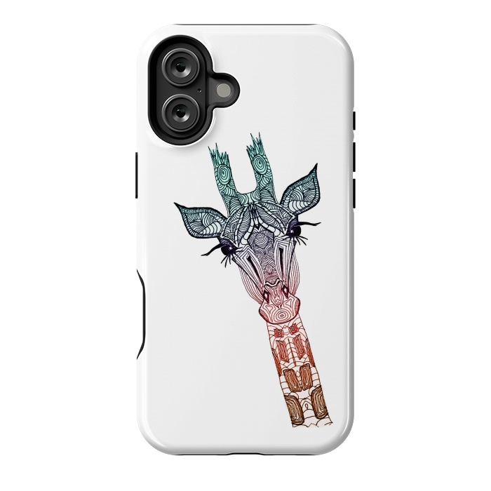 iPhone 16 Plus StrongFit Giraffe Teal by Monika Strigel