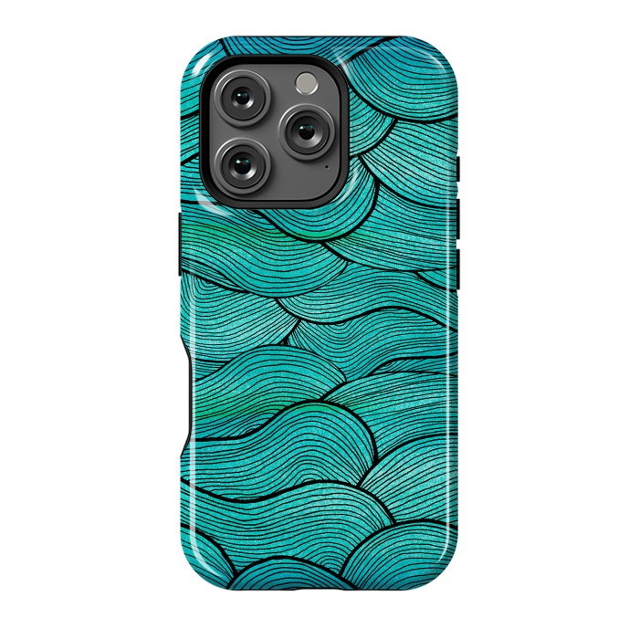 iPhone 16 Pro StrongFit Sea Waves Pattern by Pom Graphic Design