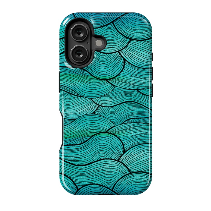 iPhone 16 StrongFit Sea Waves Pattern by Pom Graphic Design