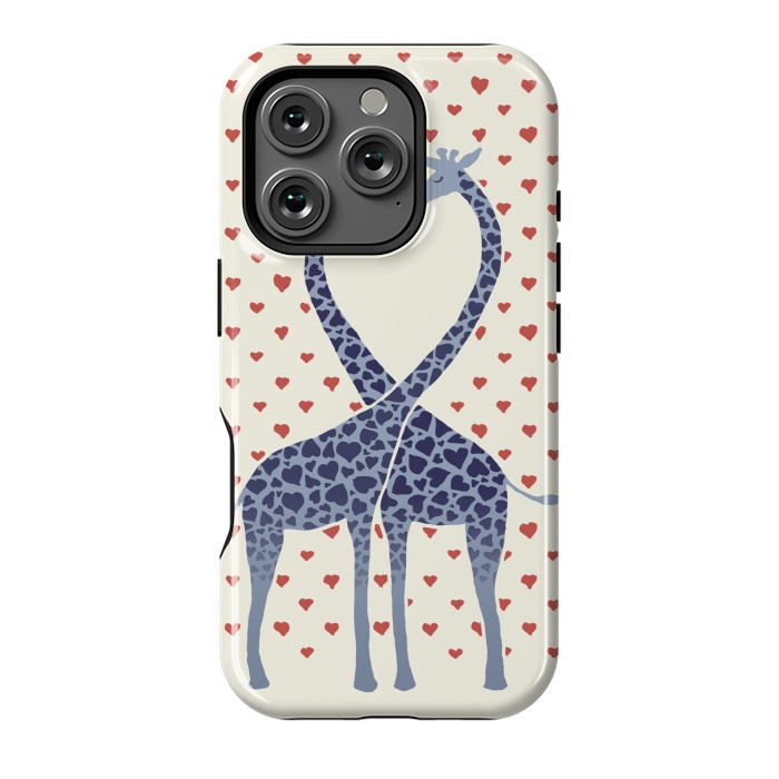 iPhone 16 Pro StrongFit Giraffes in Love a Valentine's Day illustration by Micklyn Le Feuvre