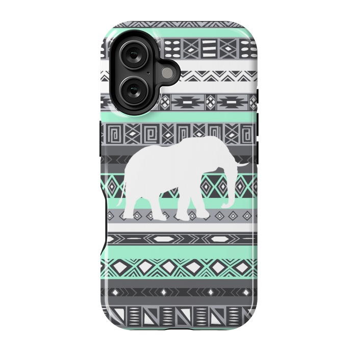 iPhone 16 StrongFit Tiffany Elephant Aztec by Rex lambo