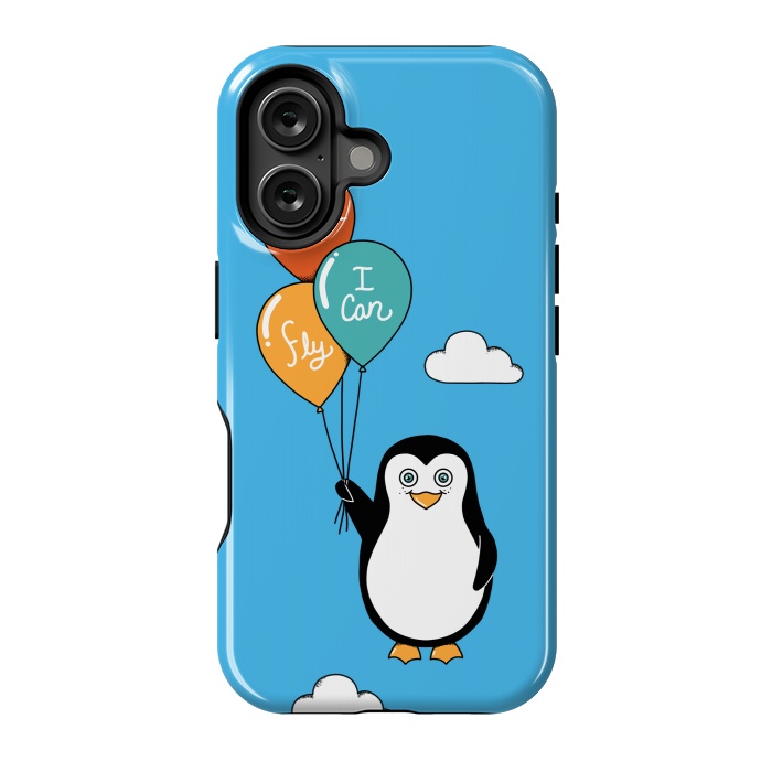 iPhone 16 StrongFit Penguin I Believe I Can Fly by Coffee Man