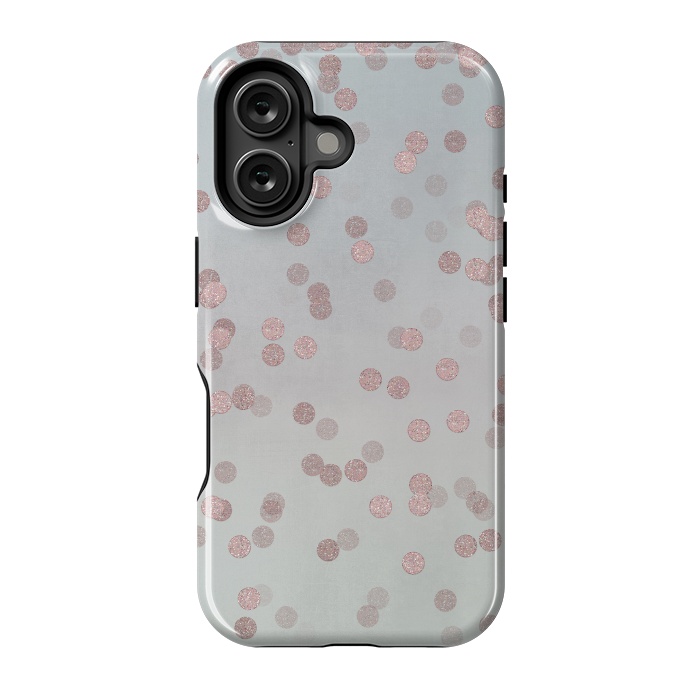 iPhone 16 StrongFit Rose Gold Glitter Dots by Andrea Haase