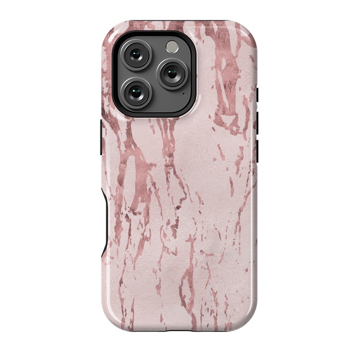 iPhone 16 Pro StrongFit Shiny Rose Gold Marble 2 by Andrea Haase