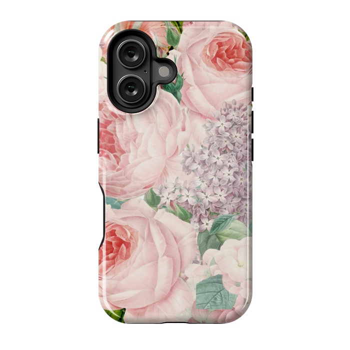 iPhone 16 StrongFit Pink Retro Watercolor Roses by  Utart