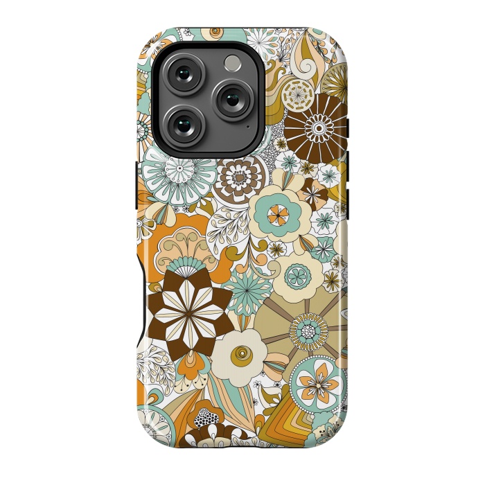 iPhone 16 Pro StrongFit Flowers, Flowers Everywhere Retro Colors by Paula Ohreen