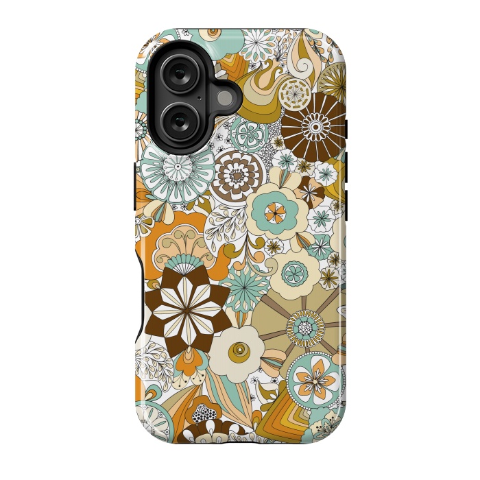 iPhone 16 StrongFit Flowers, Flowers Everywhere Retro Colors by Paula Ohreen