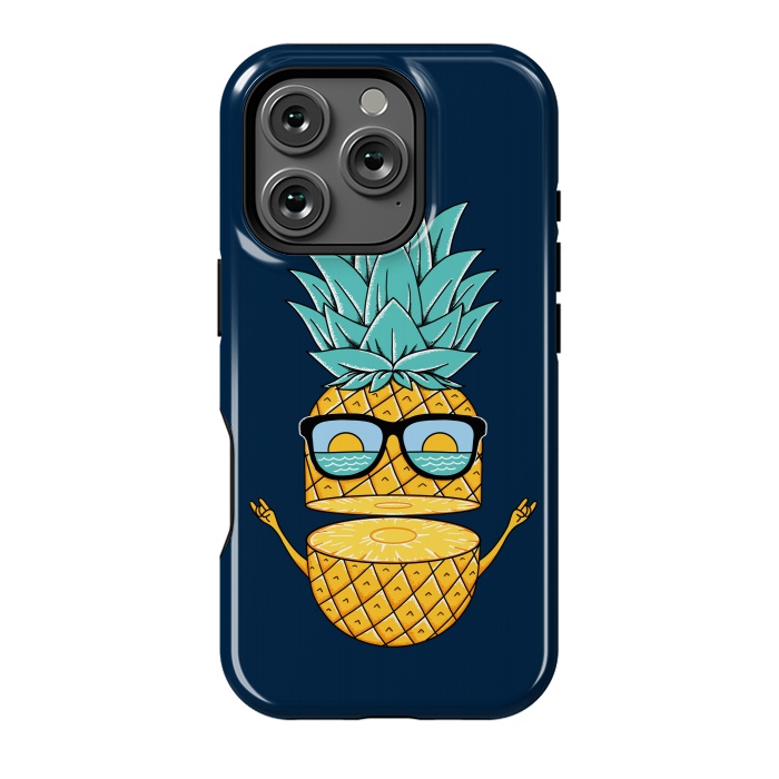 iPhone 16 Pro StrongFit Pineapple Sunglasses Blue by Coffee Man