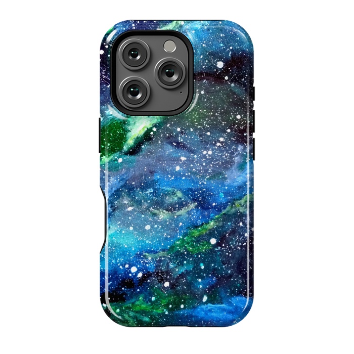 iPhone 16 Pro StrongFit Galaxy in Blue and Green by Gringoface Designs