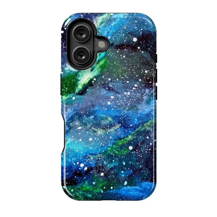 iPhone 16 StrongFit Galaxy in Blue and Green by Gringoface Designs