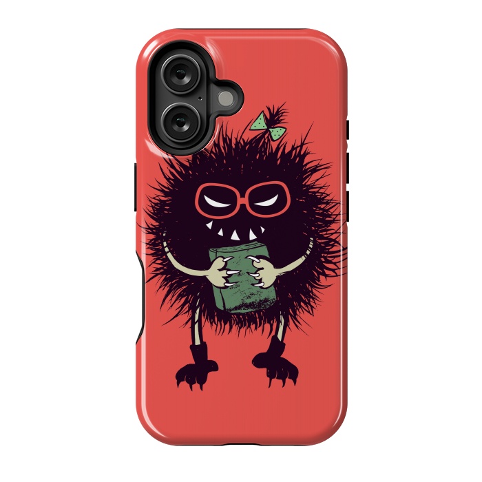 iPhone 16 StrongFit Geek Evil Bug Character Loves Reading by Boriana Giormova