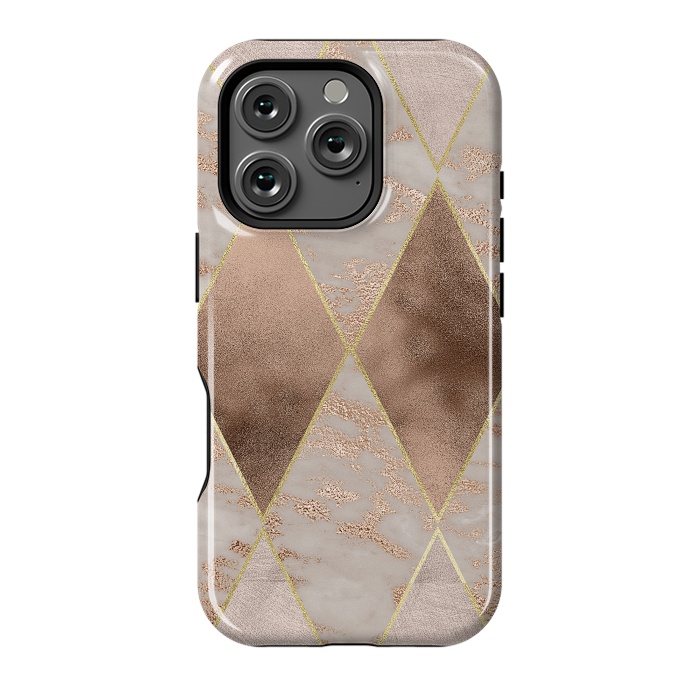 iPhone 16 Pro StrongFit Marble Rose Gold Argyle Pattern by  Utart