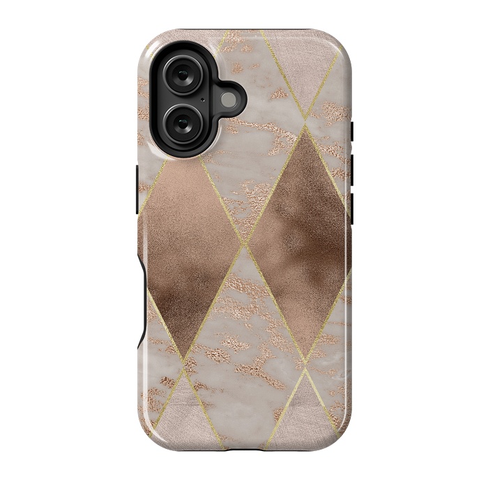 iPhone 16 StrongFit Marble Rose Gold Argyle Pattern by  Utart