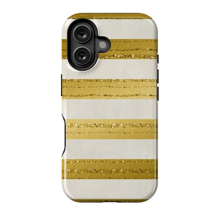 iPhone 16 StrongFit Golden Glitter Lines On Cream by Andrea Haase