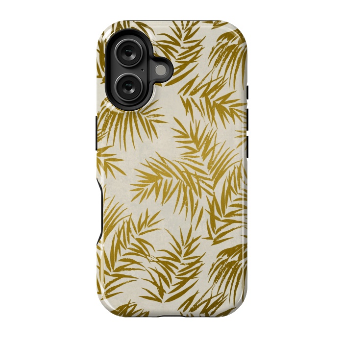 iPhone 16 StrongFit Golden Palm Leaves 2 by Andrea Haase