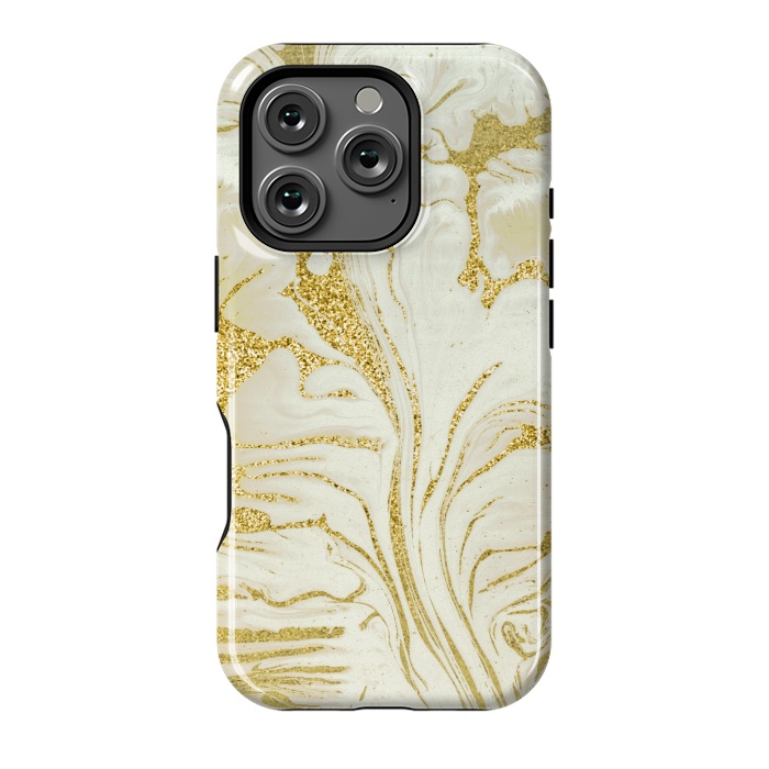 iPhone 16 Pro StrongFit Marble Gold Glitter by Andrea Haase