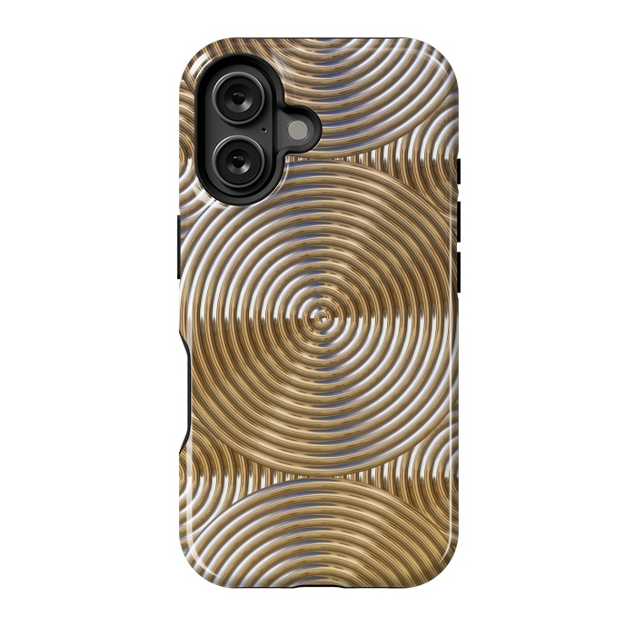 iPhone 16 StrongFit Shiny Golden Metal Embossed Circles 2 by Andrea Haase