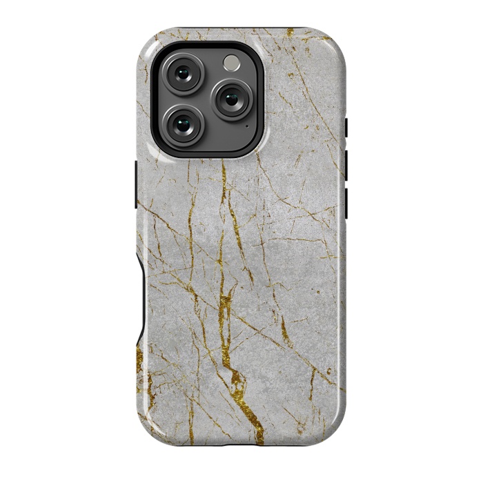 iPhone 16 Pro StrongFit Golden Marble Veins On Concrete 2 by Andrea Haase