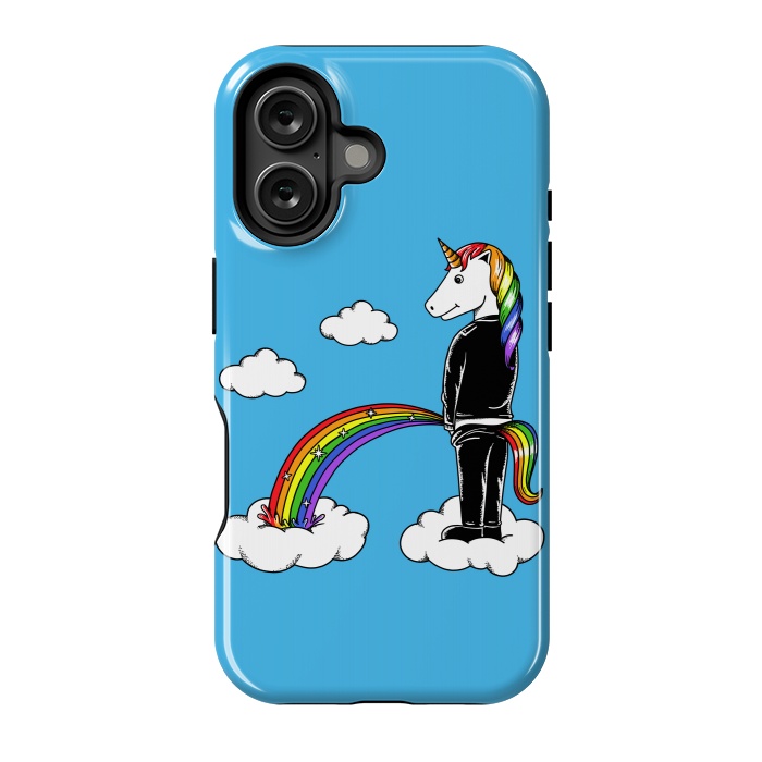 iPhone 16 StrongFit Unicorn Rainbow Blue by Coffee Man