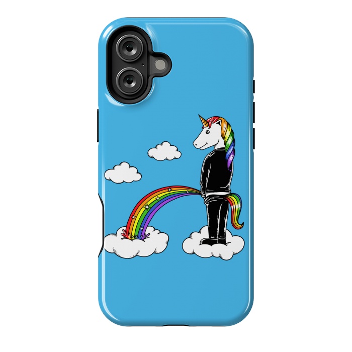 iPhone 16 Plus StrongFit Unicorn Rainbow Blue by Coffee Man