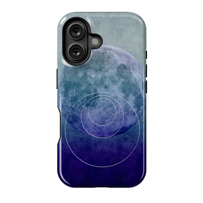 iPhone 16 StrongFit Blue Abstract Moon by Andrea Haase