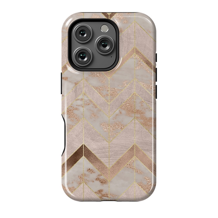 iPhone 16 Pro StrongFit Marble Rosegold Chevron by  Utart