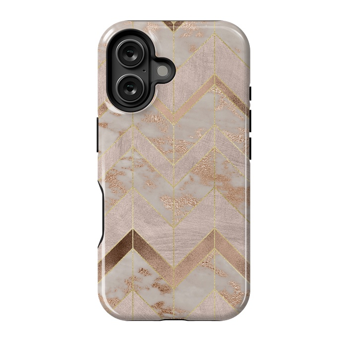 iPhone 16 StrongFit Marble Rosegold Chevron by  Utart