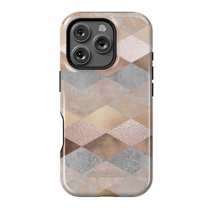 iPhone 16 Pro StrongFit Marble Rose Gold Argyle by  Utart