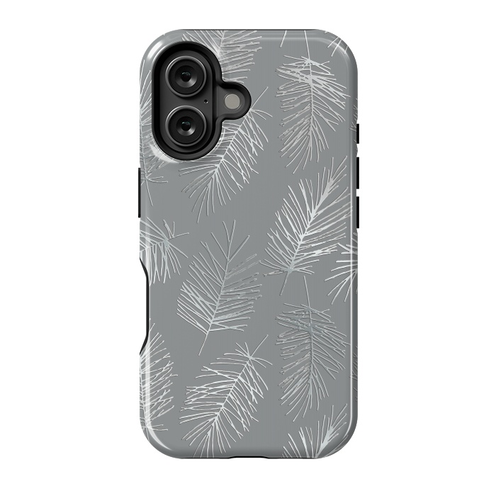 iPhone 16 StrongFit Silver Palm Leaves by Andrea Haase